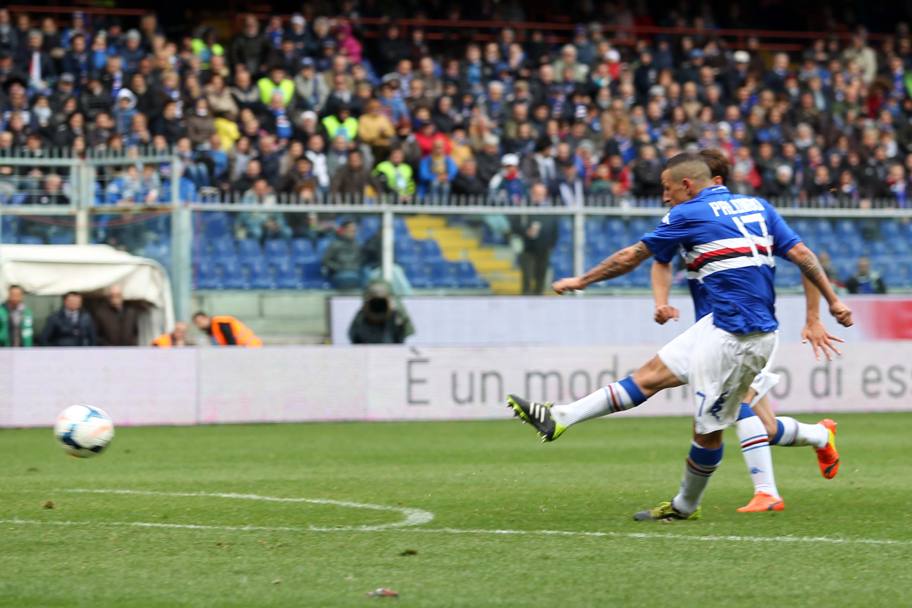 Palombo su punizione poi supera ancora Rafael: 5-0 per la Sampdoria. LaPresse